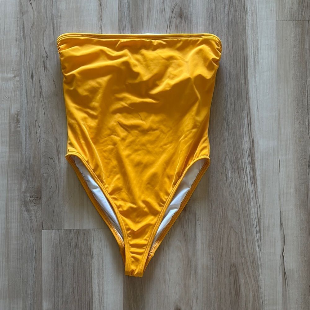 Urban Outfitters yellow strapless One-Piece Swimsuit